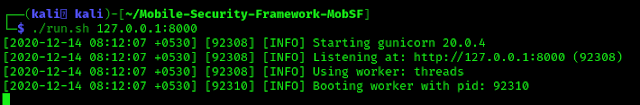 Mobile Security Framework running on Kali Linux Mobile Security Framework running on Kali Linux