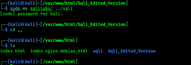 moving sqlilabs directory moving sqlilabs directory