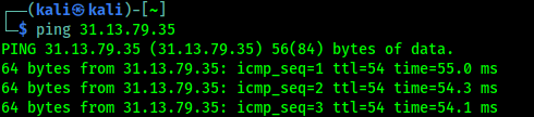 ping facebook ip from Kali Linux ping facebook ip from Kali Linux