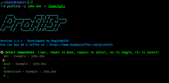 profil3r on kali linux