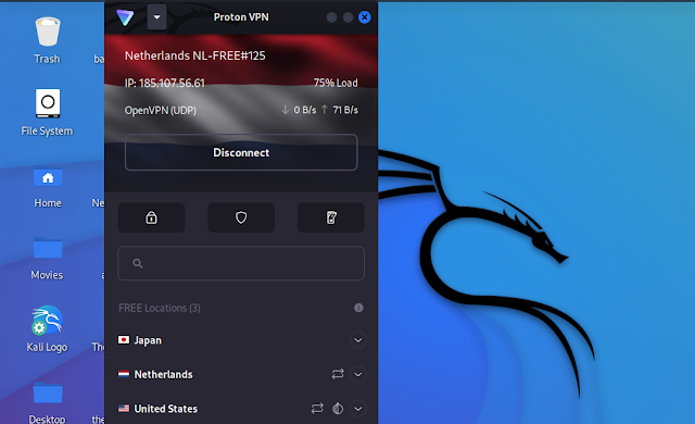 Proton VPN running on Kali Linux Proton VPN running on Kali Linux