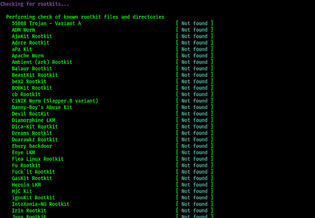 rkhunter scan on Kali Linux rkhunter scan on Kali Linux