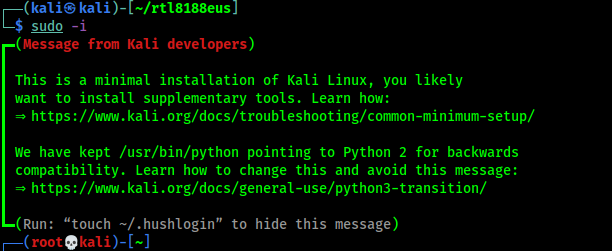 logged in as root user on Kali Linux logged in as root user on Kali Linux