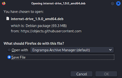 saving Internxt deb fle for Linux saving Internxt deb fle for Linux
