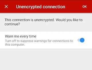VNC Unencrypted connection okey VNC Unencrypted connection okey
