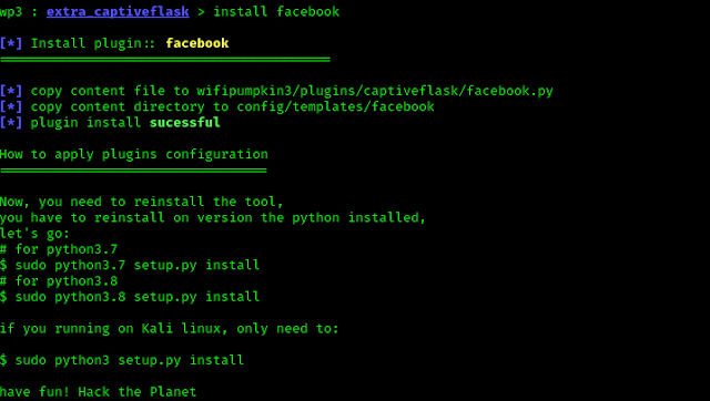 installing facebook plugin on wifipumpkin3